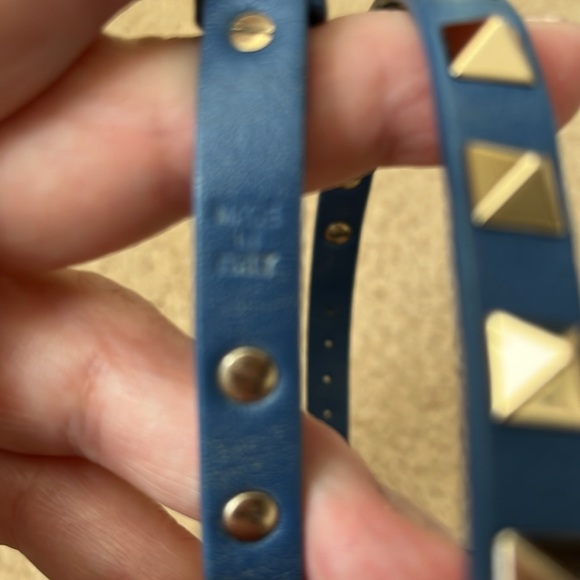 Valentino leather stud Blue Bracelet with Gold Studs - Picture 6 of 8
